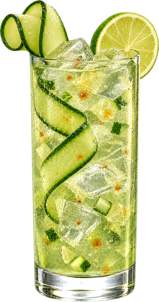 Green LIT: blanco tequila, lime juice, agave, elderflower, muddled cucumber, orange bitters