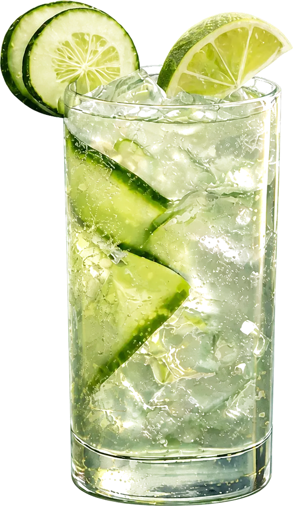 Midnight Current: vodka, lime juice, simple syrup, white cranberry juice, muddled cucumber